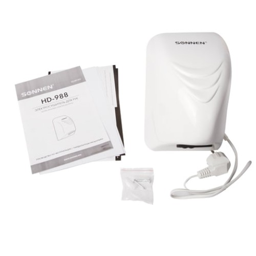 Сушилка для рук SONNEN HD-988, 850 Вт, пластиковый корпус, белая, 604189 в Екатеринбург — Uralhoz.ru