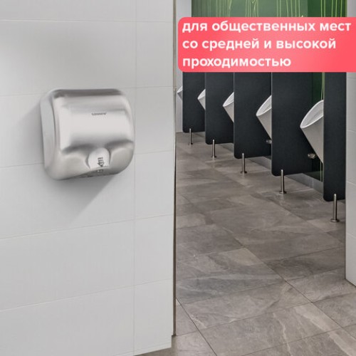 Сушилка для рук SONNEN HD-999, 1800 Вт, нержавеющая сталь, антивандальная, хром, 604746 в Екатеринбург — Uralhoz.ru