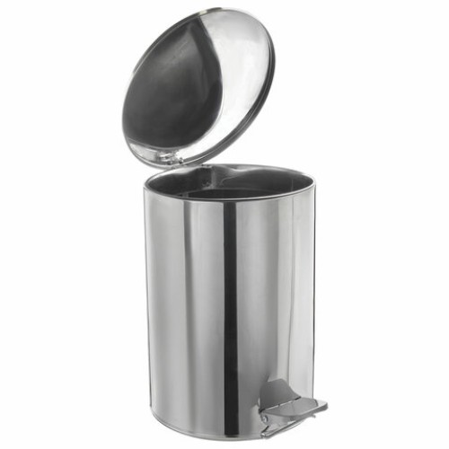 Ведро мусорное с педалью 10 литров, УСИЛЕННОЕ, кольцо под мешок, хром, нержавеющая сталь, ТИТАН в Екатеринбург — Uralhoz.ru