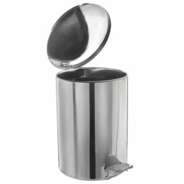 Ведро мусорное с педалью 20 литров, УСИЛЕННОЕ, кольцо под мешок, хром, нержавеющая сталь, ТИТАН
