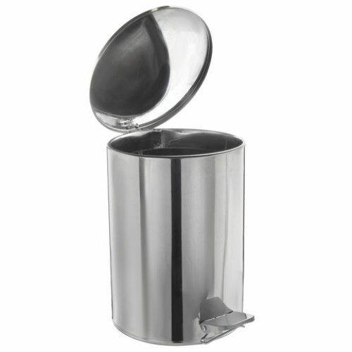 Ведро мусорное с педалью 20 литров, УСИЛЕННОЕ, кольцо под мешок, хром, нержавеющая сталь, ТИТАН в Екатеринбург — Uralhoz.ru