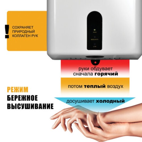 Сушилка для рук PUFF-8810, 1200 Вт, пластик, белая, 1401.376 в Екатеринбург — Uralhoz.ru