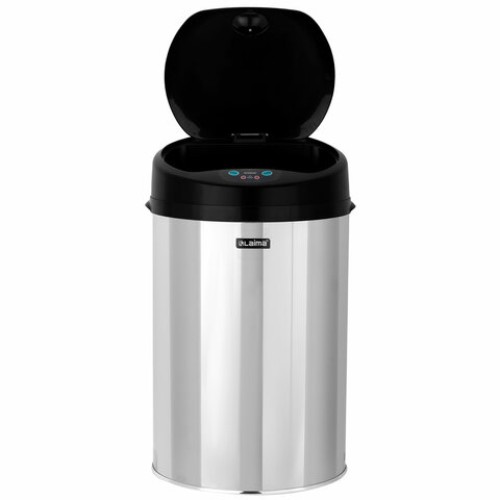 Ведро для мусора СЕНСОРНОЕ 12 л, нержавеющая сталь, черная матовая крышка, питание от 4-х батареек AA (не входят в комплект), LAIMA, 609326 в Екатеринбург — Uralhoz.ru