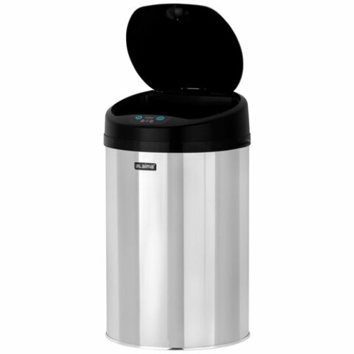 Ведро для мусора СЕНСОРНОЕ 12 л, нержавеющая сталь, черная матовая крышка, питание от 4-х батареек AA (не входят в комплект), LAIMA, 609326 в Екатеринбург — Uralhoz.ru