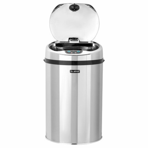 Ведро для мусора СЕНСОРНОЕ 12 л, нержавеющая сталь, зеркальная крышка, питание от 4-х батареек AA (не входят в комплект), LAIMA, 609327 в Екатеринбург — Uralhoz.ru