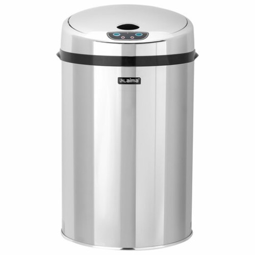 Ведро для мусора СЕНСОРНОЕ 12 л, нержавеющая сталь, зеркальная крышка, питание от 4-х батареек AA (не входят в комплект), LAIMA, 609327 в Екатеринбург — Uralhoz.ru