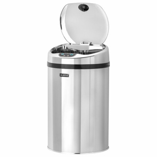Ведро для мусора СЕНСОРНОЕ 12 л, нержавеющая сталь, зеркальная крышка, питание от 4-х батареек AA (не входят в комплект), LAIMA, 609327 в Екатеринбург — Uralhoz.ru