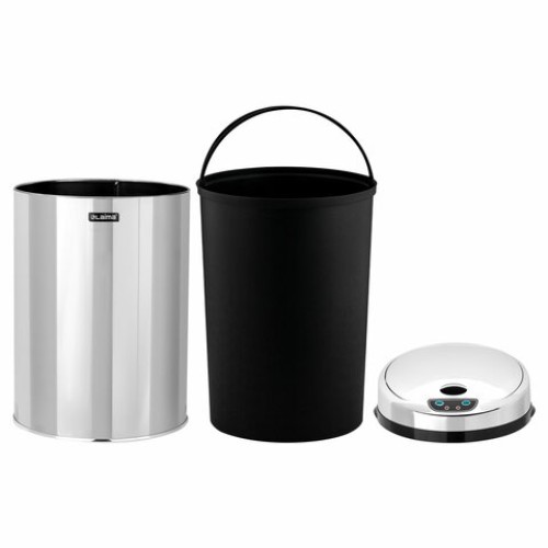 Ведро для мусора СЕНСОРНОЕ 12 л, нержавеющая сталь, зеркальная крышка, питание от 4-х батареек AA (не входят в комплект), LAIMA, 609327 в Екатеринбург — Uralhoz.ru