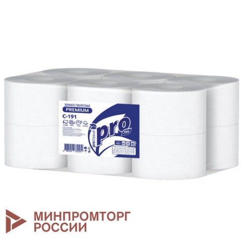 Бумага туалетная 170 метров, PROtissue (T2) PREMIUM, 2-слойная, белая, КОМПЛЕКТ 12 рулонов, С191 в Екатеринбург — Uralhoz.ru