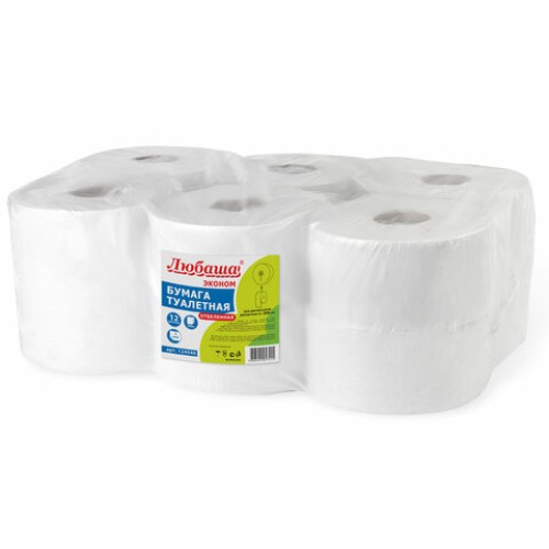 Бумага туалетная ЛЮБАША (Система T2) 1-слойная 12 рулонов по 200 метров, отбеленная, 124546, 124546 (МП-40) в Екатеринбург — Uralhoz.ru