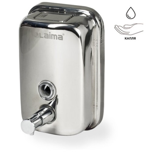Дозатор для жидкого мыла LAIMA BASIC, 0,5 л., нержавеющая сталь, зеркальный, 601795 в Екатеринбург — Uralhoz.ru