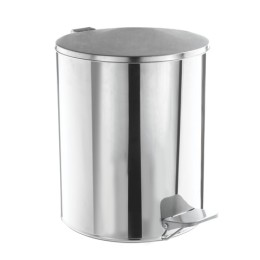 Ведро мусорное с педалью 15 литров, УСИЛЕННОЕ, хром, нержавеющая сталь, ТИТАН