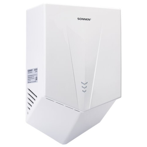 Сушилка для рук ВЫСОКОСКОРОСТНАЯ SONNEN K2022B, 1300 Вт, 150 м/с, IPX1, 72 дБ, белая, пластиковый корпус, 607192 в Екатеринбург — Uralhoz.ru