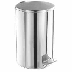 Ведро мусорное с педалью 20 литров, УСИЛЕННОЕ, кольцо под мешок, хром, нержавеющая сталь, ТИТАН