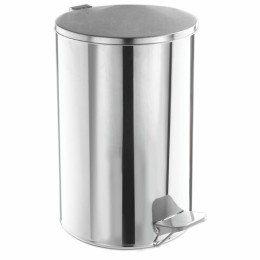 Ведро мусорное с педалью 20 литров, УСИЛЕННОЕ, кольцо под мешок, хром, нержавеющая сталь, ТИТАН