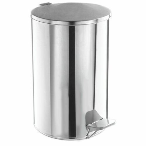 Ведро мусорное с педалью 20 литров, УСИЛЕННОЕ, кольцо под мешок, хром, нержавеющая сталь, ТИТАН в Екатеринбург — Uralhoz.ru