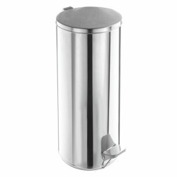 Ведро мусорное с педалью 30 литров, УСИЛЕННОЕ, кольцо под мешок, хром, нержавеющая сталь, ТИТАН