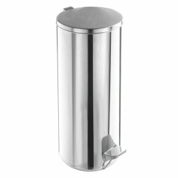 Ведро мусорное с педалью 30 литров, УСИЛЕННОЕ, кольцо под мешок, хром, нержавеющая сталь, ТИТАН