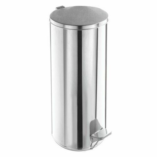 Ведро мусорное с педалью 30 литров, УСИЛЕННОЕ, кольцо под мешок, хром, нержавеющая сталь, ТИТАН в Екатеринбург — Uralhoz.ru