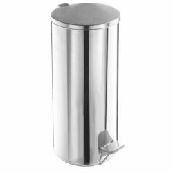 Урна для мусора с педалью 50 литров, УСИЛЕННОЕ, кольцо под мешок, хром, нержавеющая сталь, ТИТАН