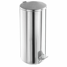 Урна для мусора с педалью 50 литров, УСИЛЕННОЕ, кольцо под мешок, хром, нержавеющая сталь, ТИТАН