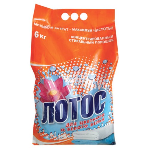 Стиральный порошок автомат 6 кг, ЛОТОС, для цветного и белого белья, для всех типов тканей в Екатеринбург — Uralhoz.ru