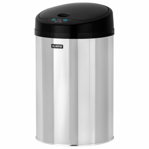 Ведро для мусора СЕНСОРНОЕ 12 л, нержавеющая сталь, черная матовая крышка, питание от 4-х батареек AA (не входят в комплект), LAIMA, 609326 в Екатеринбург — Uralhoz.ru