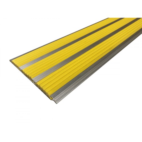 Накладка на ступени. Алюминиевая тройная полоса с резиновыми вставками в Екатеринбург — Uralhoz.ru