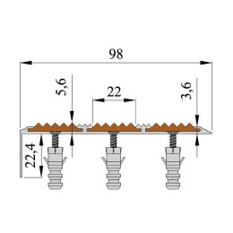 Угол-порог алюминиевый с тремя резиновыми вставками