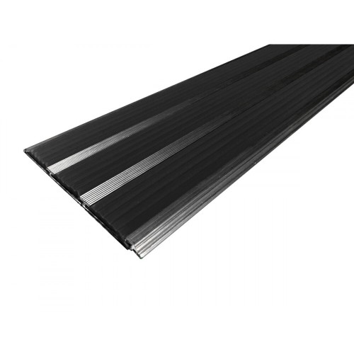 Накладка на ступени. Алюминиевая тройная полоса с резиновыми вставками в Екатеринбург — Uralhoz.ru