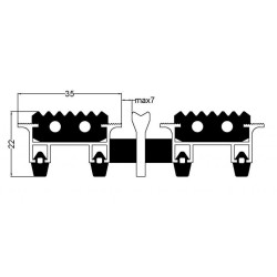 Алюминиевый профиль решётка. Вставка: резина – скребок