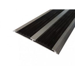 Накладка на ступени. Полоса алюминиевая с двумя резиновыми вставками.