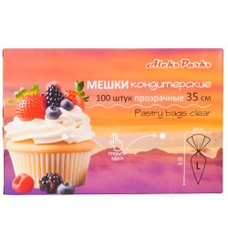 Мешок кондитерский одноразовый H=35 (40 мкм) AleksParks прозр. в дисп. (100 шт.) (1/26 шт.) P35-100К