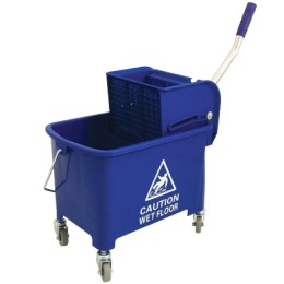 Уборочная тележка одноведерная 20 л с отжимом на колесах СИНЯЯ (1 шт.)