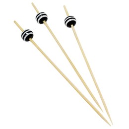 Пики деревянные Бусина черно-белая 120 мм (100 шт.) (1/40 шт.)