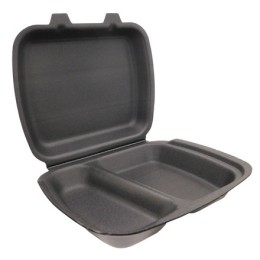 Ланч-бокс 2-секц. (247х206х35) Камапак (200 шт.)  ЧЕРНЫЙ