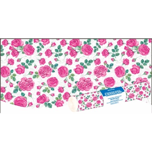Скатерть в рулоне ПВД 120х160 (35 мкм) Розовые розы (5 шт.) (1/25 шт.) Интерпак в Екатеринбург — Uralhoz.ru