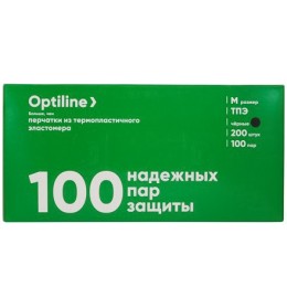 Перчатки Эластомер ЧЕРНЫЕ (200 шт.) ТПЭ/TPE OptiLine M (1/10 шт.)