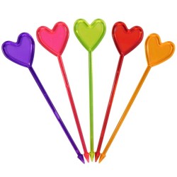 Пики пласт. Сердце цветное 85 мм (250 шт.) в ПЛАСТ.КОРОБОЧКЕ (1/20 шт.)