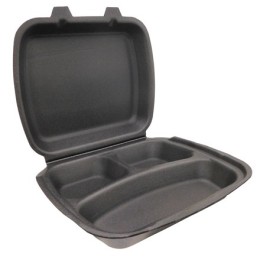 Ланч-бокс 3-секц. (247х206х35) Камапак (200 шт.)  ЧЕРНЫЙ