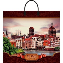 Пакет с пластиковой ручкой ПВД 38х35 (90 мкм) Старый свет лам. (10/100 шт.) Интерпак