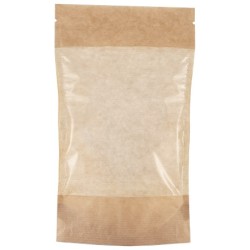 Пакет бумажный Doypack 140х225 (40+40) мм крафт с большим окном (100/700 шт) 121-008