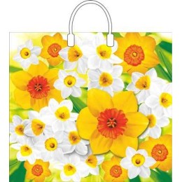 Пакет с пластиковой ручкой ПВД 37х34 (80 мкм) Нарцисс (10/100 шт.) Интерпак