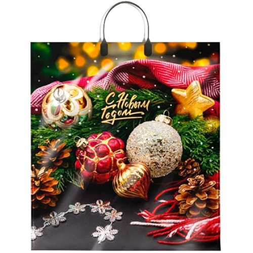 Пакет с пластиковой ручкой ПВД 40х44 (100 мкм) Красное золото лам. (10/100 шт.) Интерпак в Екатеринбург — Uralhoz.ru