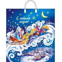 Пакет с пластиковой ручкой ПВД 40х44 (100 мкм) Ночка лам. (10/100 шт.) Интерпак