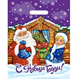 Пакет с прорубной ручкой ПВД 30х40 (35 мкм) С подарками (50/1000 шт.) Интерпак