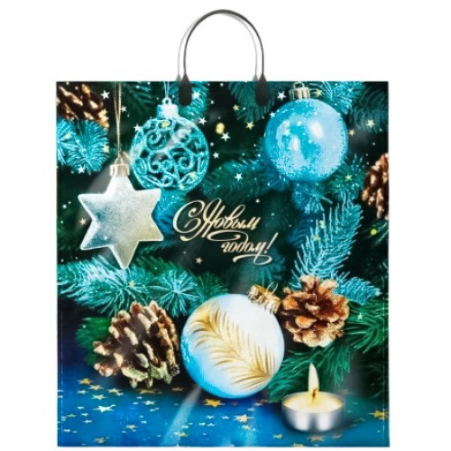 Пакет с пластиковой ручкой ПВД 40х44 (100 мкм) Золотые шишки лам. (10/100 шт.) Интерпак в Екатеринбург — Uralhoz.ru