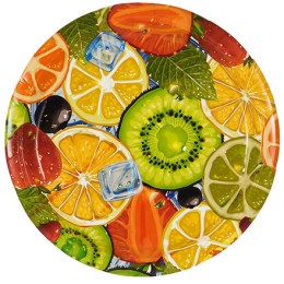 Тарелка картонная d-230 ламинированная с бортом Фрукты (50/500 шт.) ИнтроПластик