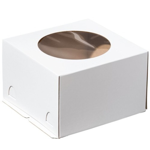Короб для торта белый с окном 300х300х190 мм КОМПЛЕКТ (ДНО+КРЫШКА) (25 шт.) Т23Е в Екатеринбург — Uralhoz.ru