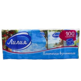 Платочки бумажные 2 сл. Лилия 10 л. (10/240 шт.) 2965